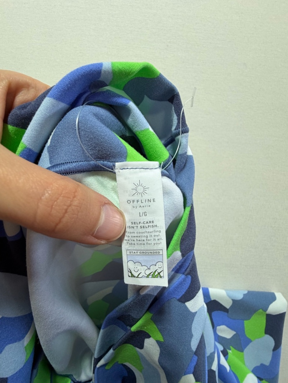 OFFLINE by Aerie Real Me Crossover Leggings Large Blue Green Camo 7/8 Length - Picture 4 of 5